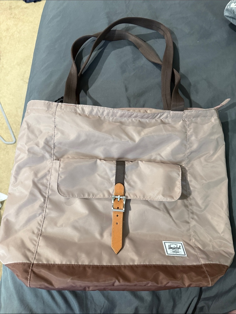 Herschel Supply Company Two-Tone mauve/brown Messenger Tote with Buckle Accent